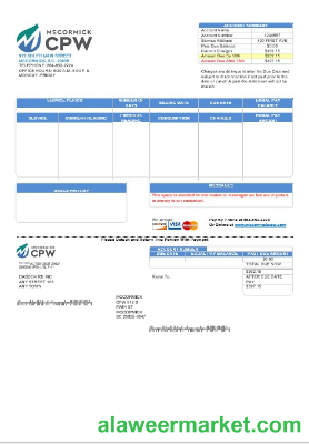 USA CPW business utility bill template in Word and PDF formats